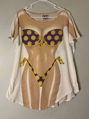 Funny/Gag gift Bikini-Print Sex Bikini body Tunic Dress in Beige and Purple